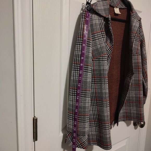 Vintage Sears Shirt Jacket For Women Plaid Black Grey White Red Size 10 - Picture 4 of 7